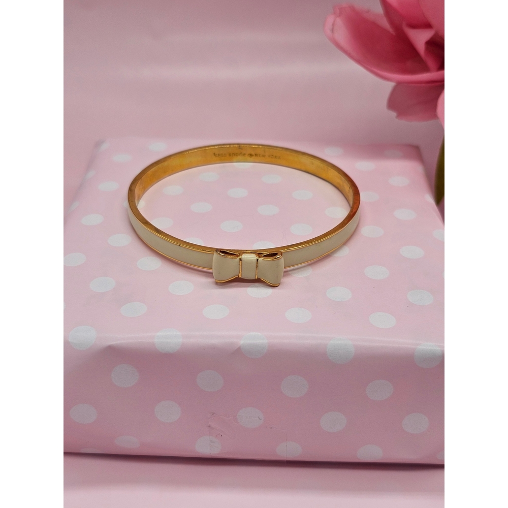 Kate Spade 3 Cream Enamel Bow Bangle Bracelets